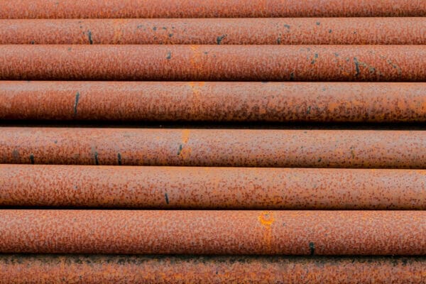 Rust on steel pipe