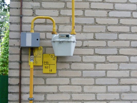Installed Gas Meter with Pipes