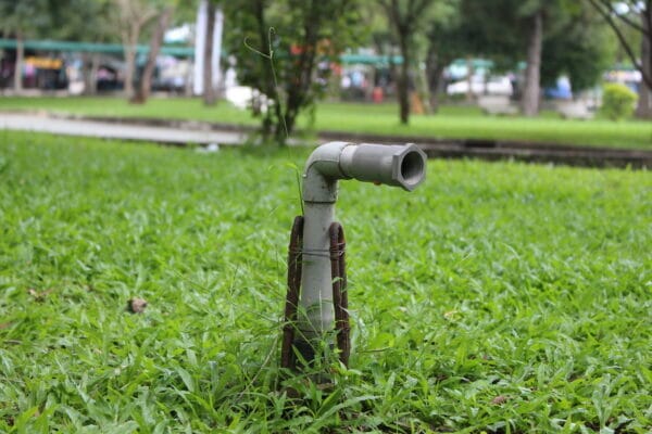 pump on the ground of the garden